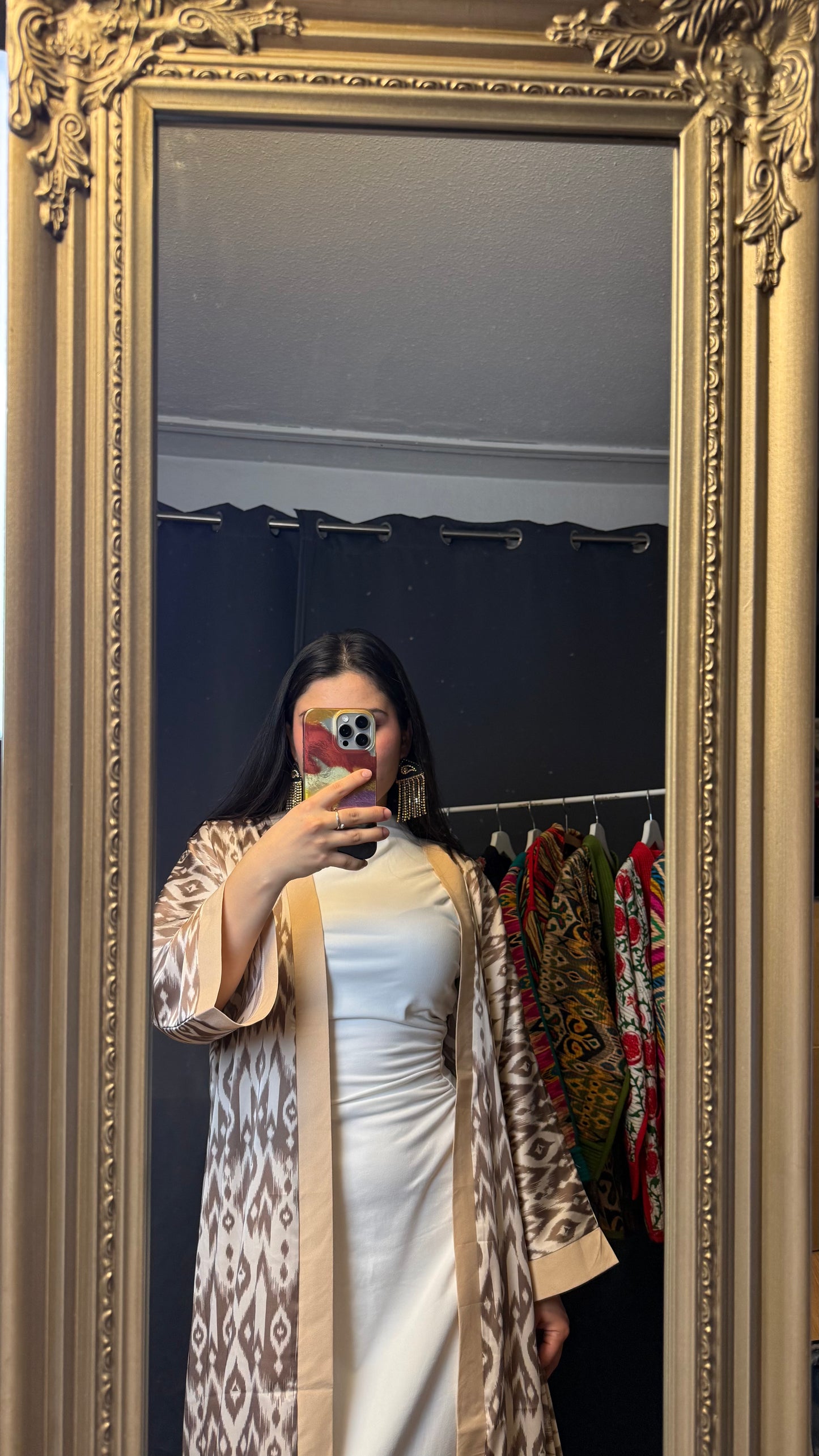 Lange Adras/Ikat-Abaya – Beige Edition