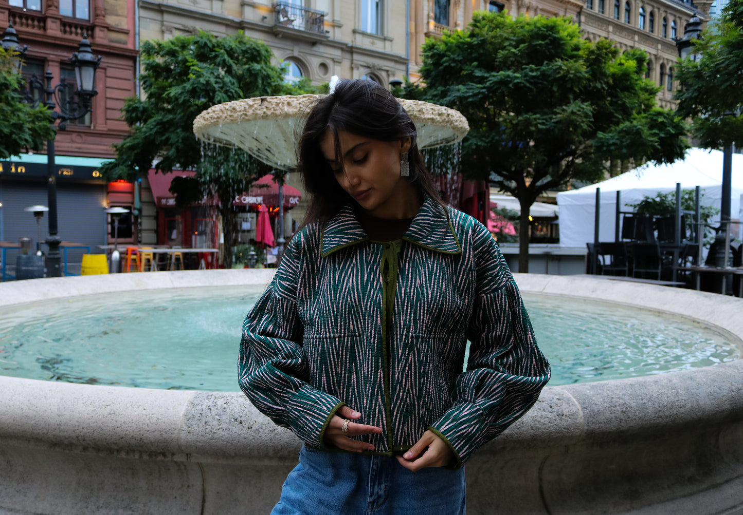 Doppelseitige Ikat Jacke aus Usbekistan (Handarbeit, Baumwolle-Seide, One Size)