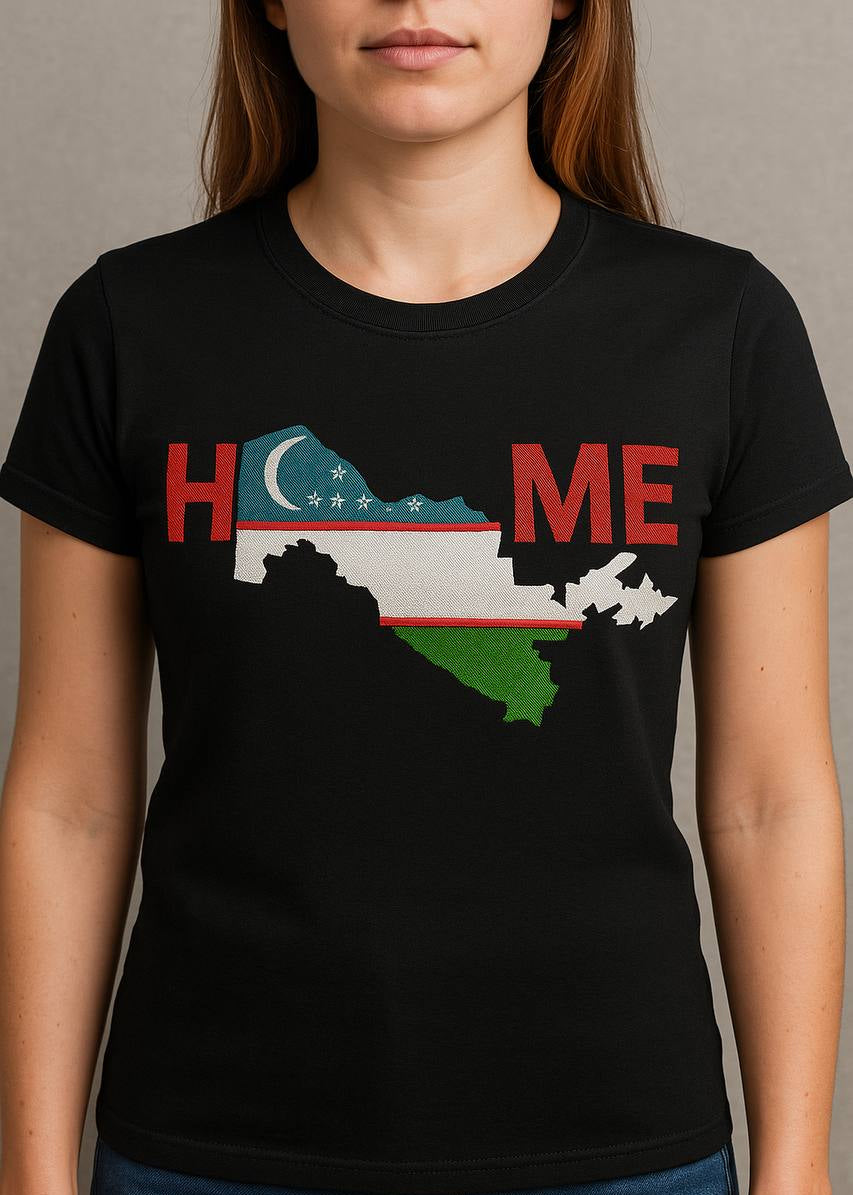 Unisex T-Shirt – Usbekistan Home | Schwarz