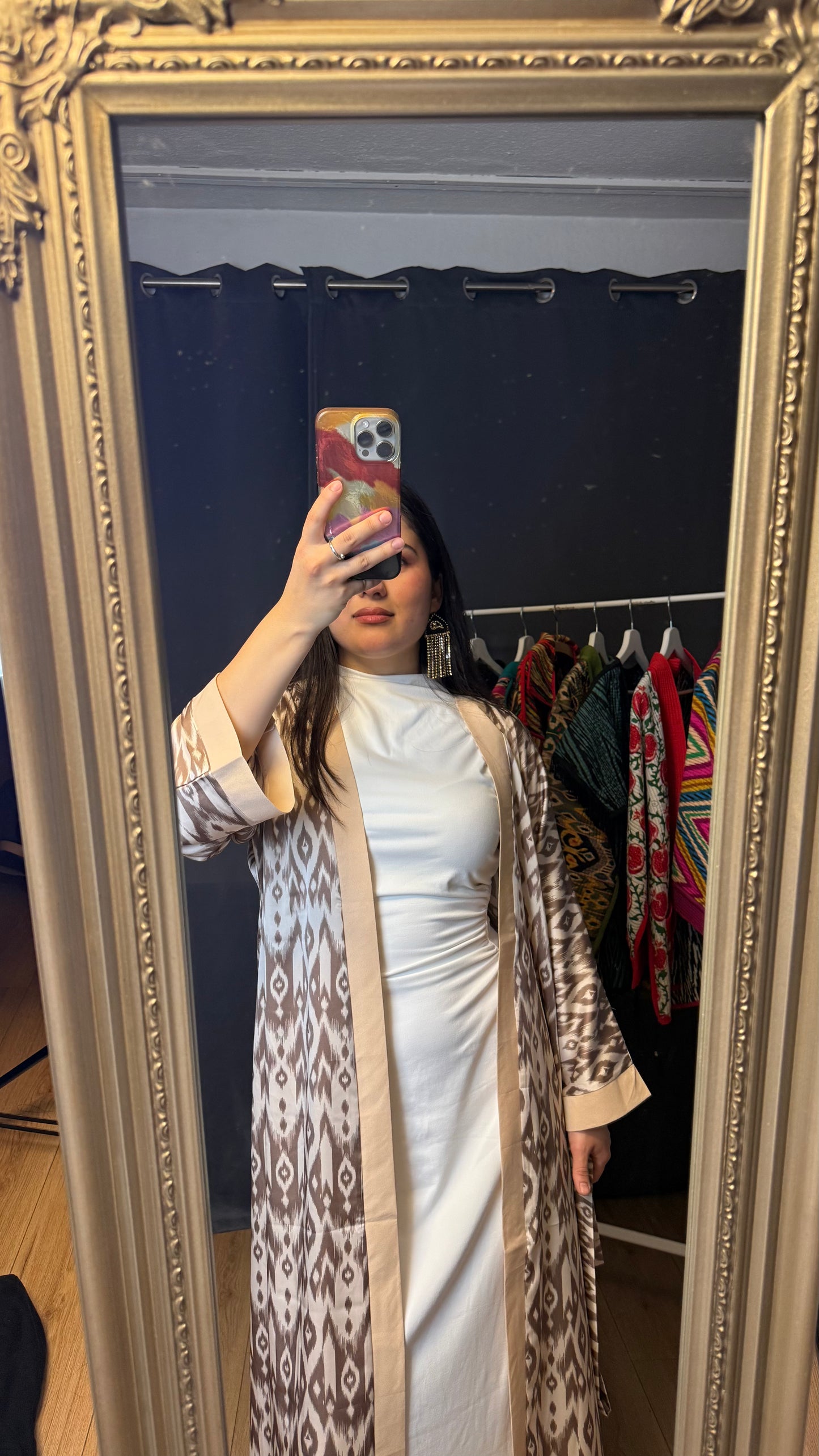 Lange Adras/Ikat-Abaya – Beige Edition