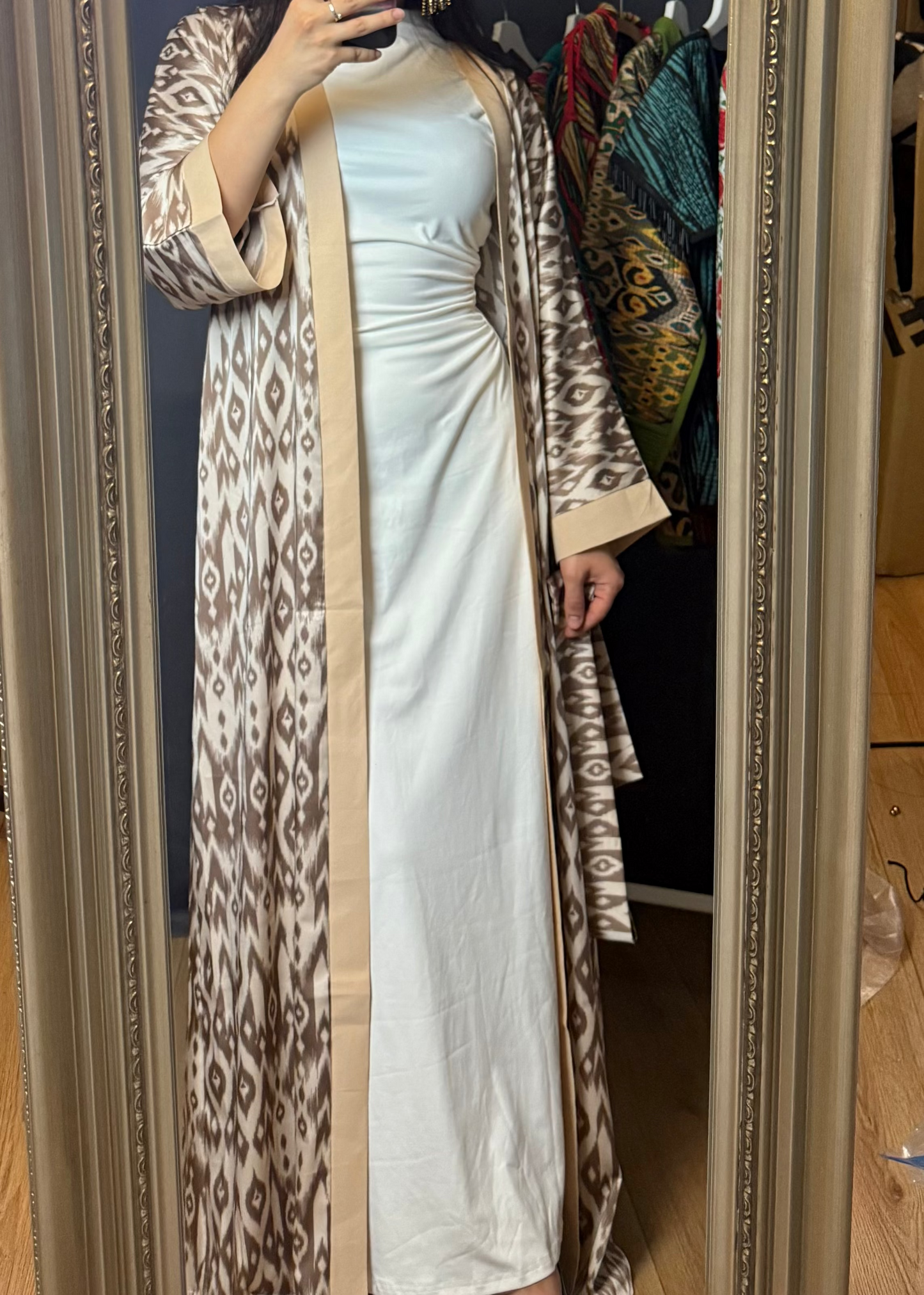 Lange Adras/Ikat-Abaya – Beige Edition
