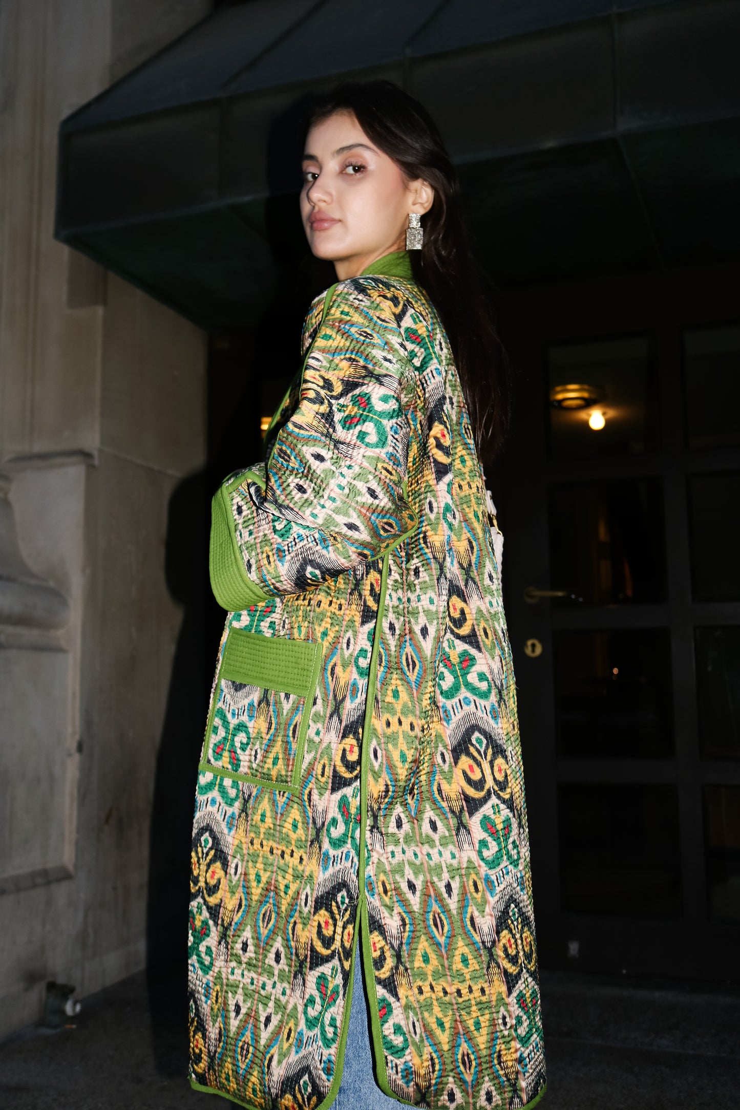 Chapan – traditioneller, doppelseitiger Mantel aus Usbekistan (Handarbeit, Baumwolle-Seide, One Size)