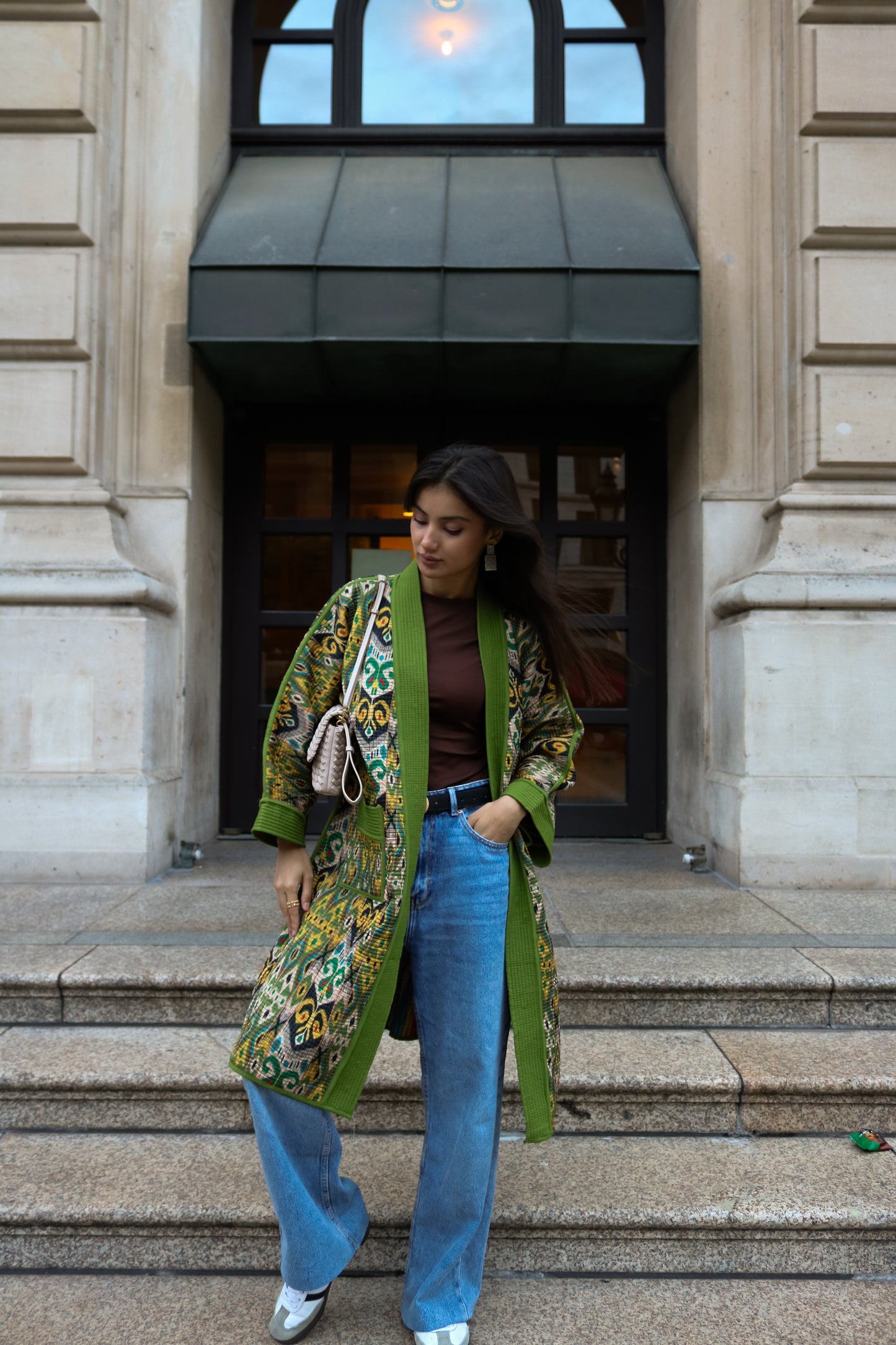 Chapan – traditioneller, doppelseitiger Mantel aus Usbekistan (Handarbeit, Baumwolle-Seide, One Size)