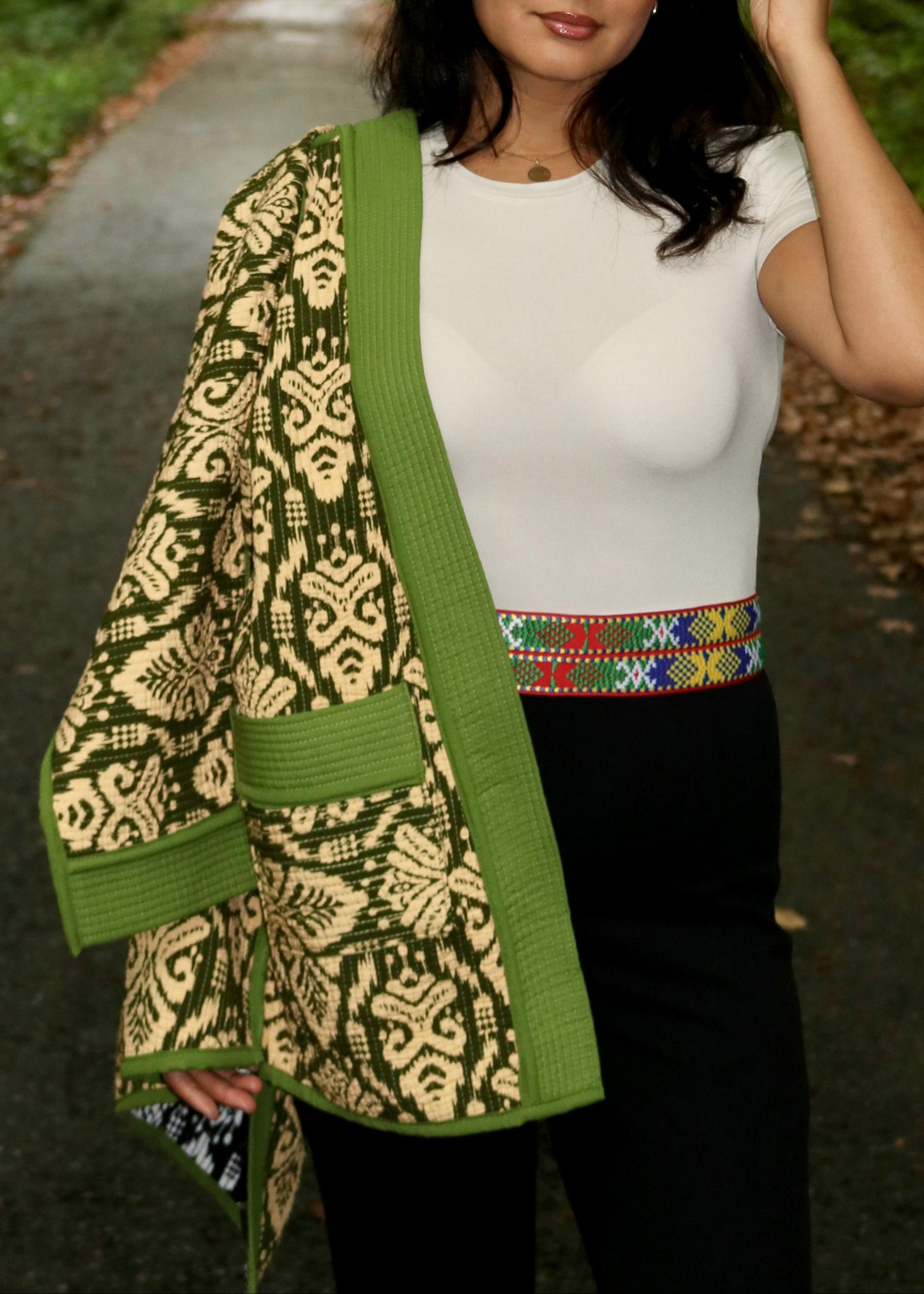 Doppelseitiger Mantel aus Usbekistan (Handarbeit, Baumwolle-Seide, One Size)