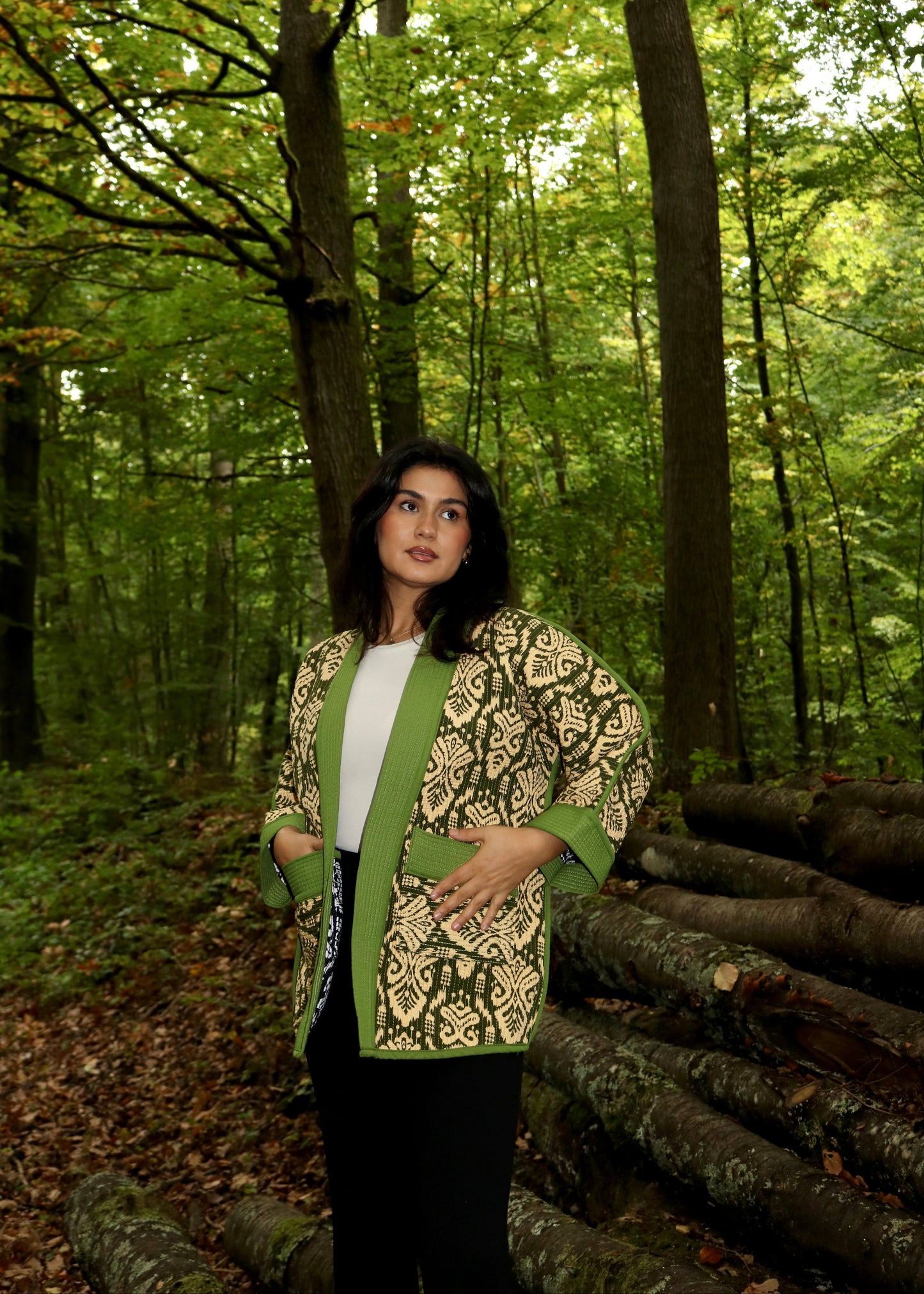 Doppelseitiger Mantel aus Usbekistan (Handarbeit, Baumwolle-Seide, One Size)