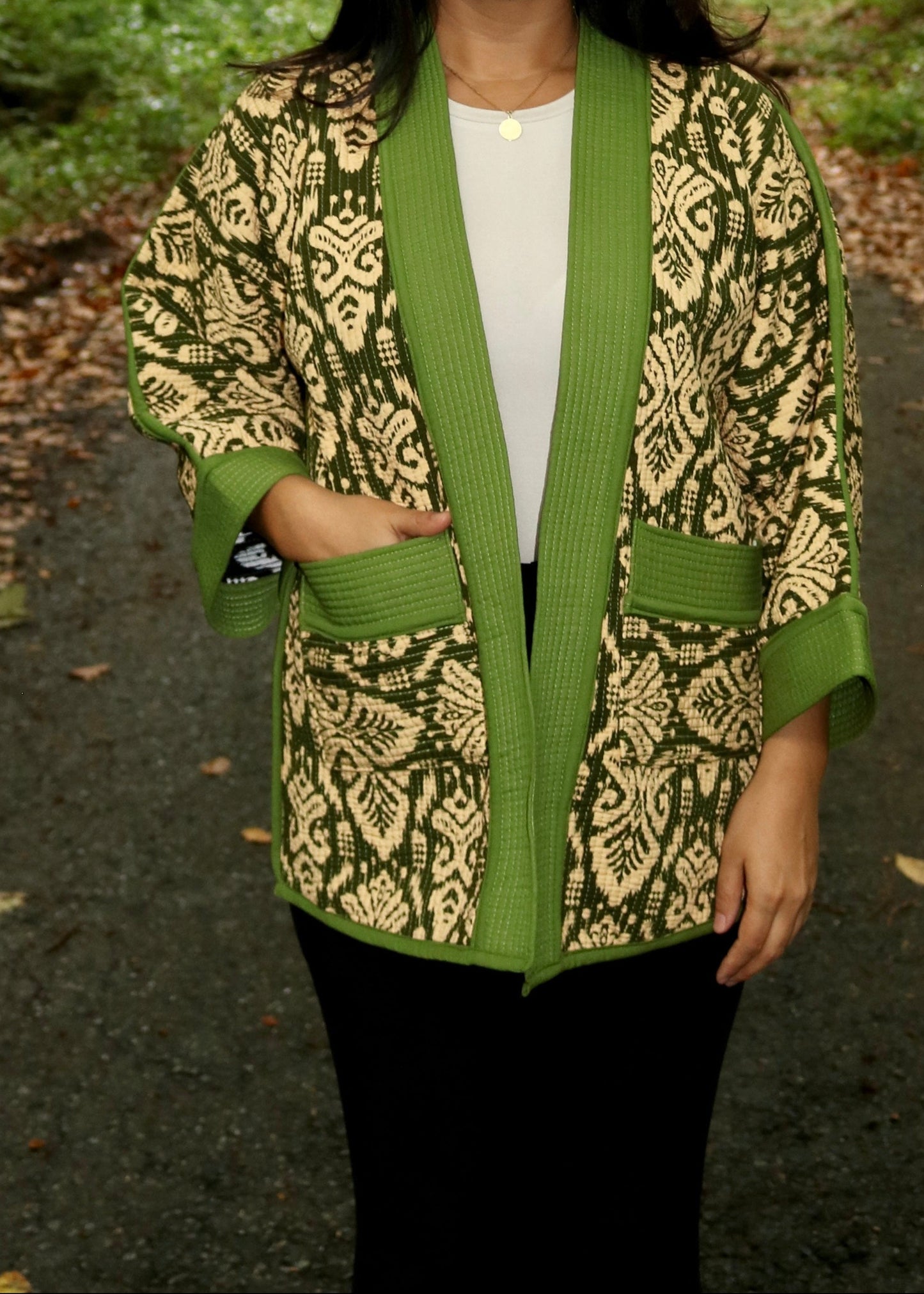 Doppelseitiger Mantel aus Usbekistan (Handarbeit, Baumwolle-Seide, One Size)