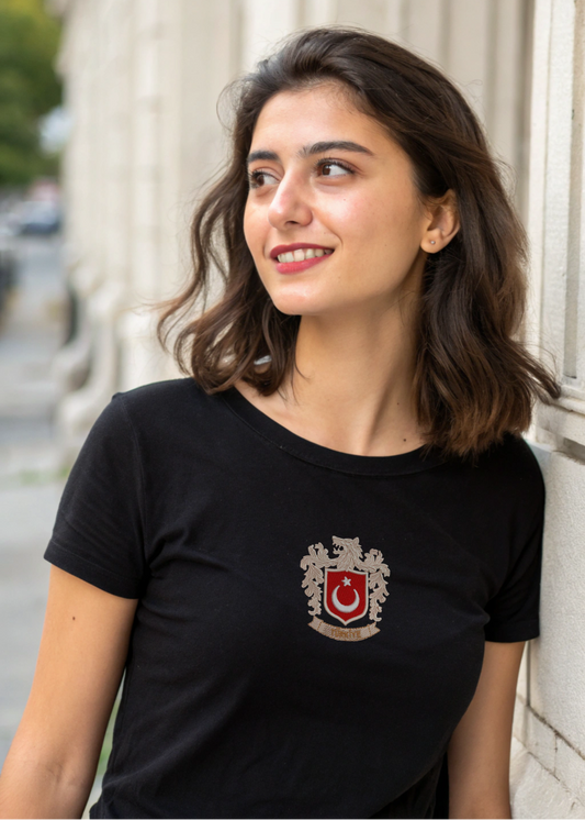 T-Shirt mit gesticktem Türkei-Wappen – Unisex