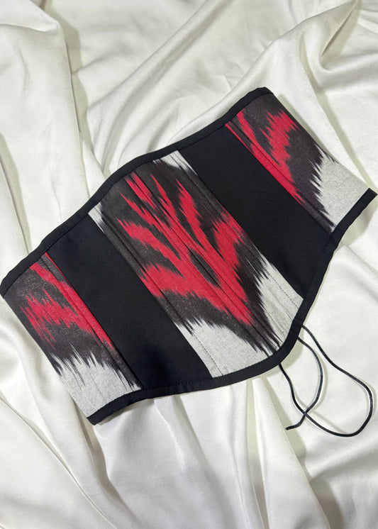 Ikat Korsett – Rot-Schwarz